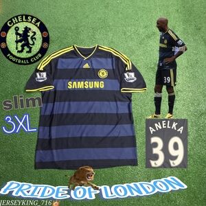 Adidas Chelsea FC Nicholas Anelka #39 2009/2010 Away Jersey EPL Patches Slim 3XL